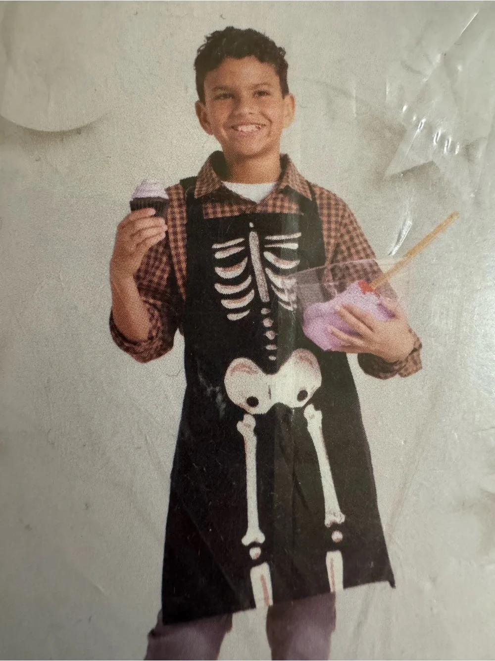 Kids Black Skeleton Apron Costume - Classic Halloween Skeleton